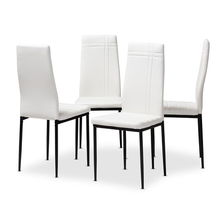 BAXTON STUDIO Matiese Modern White Faux Leather Upholstered Dining Chair, PK4 146-8786